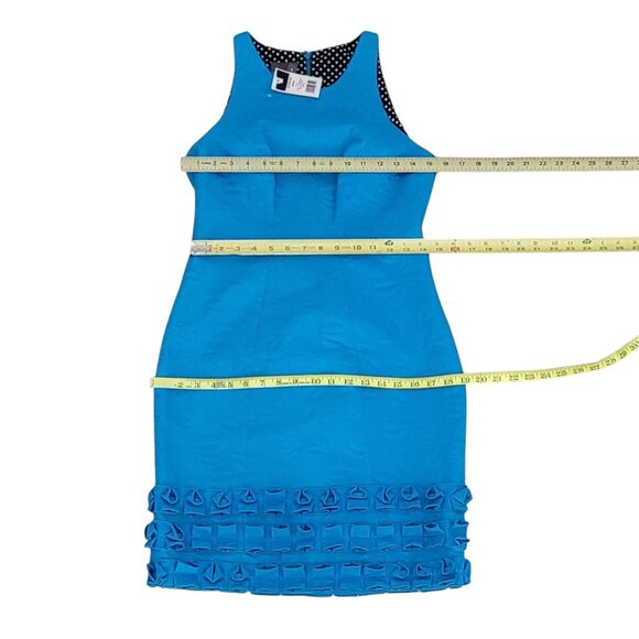 Muse Carribean Blue Structured Sleeveless Dress with Ruffle Hem NEW NWT Small - Picture 6 of 11